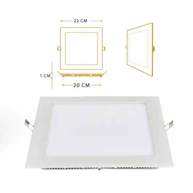 Panel Led Cuadrado Incrustar 18W Luz Blanca 