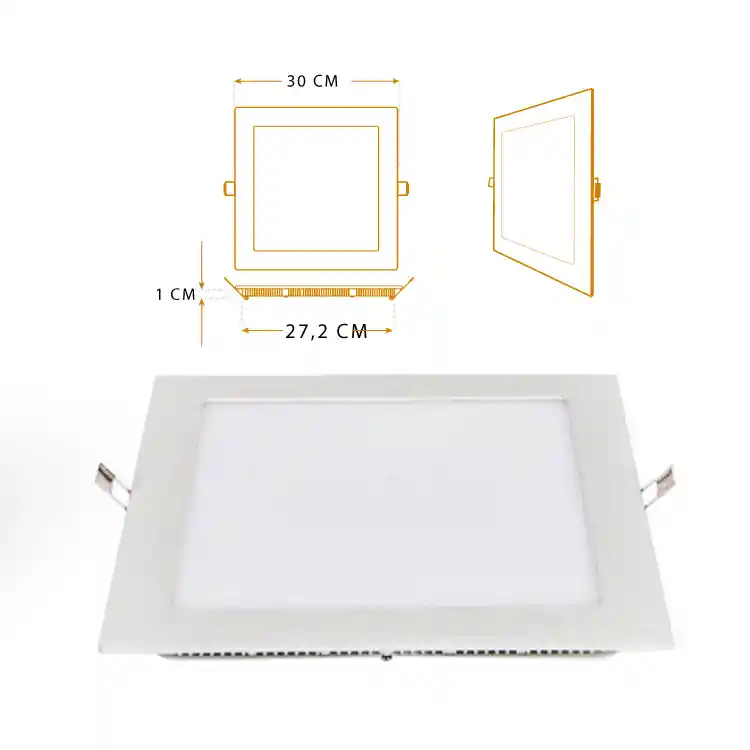 Panel Led Cuadrado Incrustar Blanco 24W