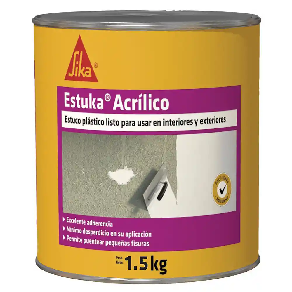 Sika Estuka Acrílico Estuco Para Interior Y Exterior 1.5kg