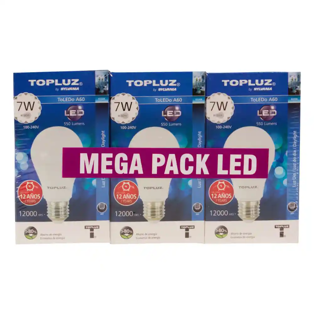 Bombillo Topluz Toledo A60 7w Led X3