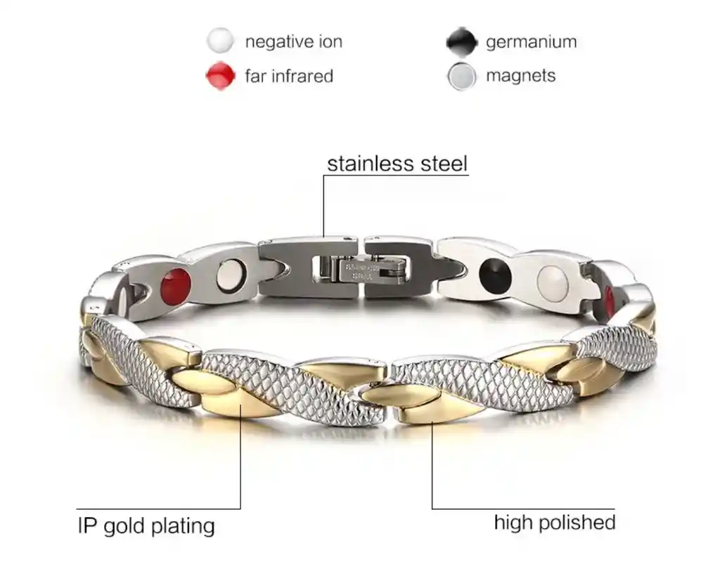 Pulsera Magnética Acero Inoxidable Mejora Salud Y Energía