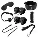 kit bondage sado 8 piezas cuero y peluche