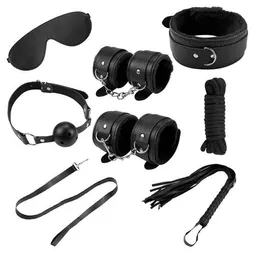 kit bondage sado 8 piezas cuero y peluche