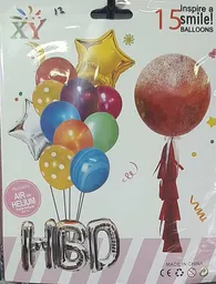 Globos De Fiesta Cumpleaños + Hbd Plata