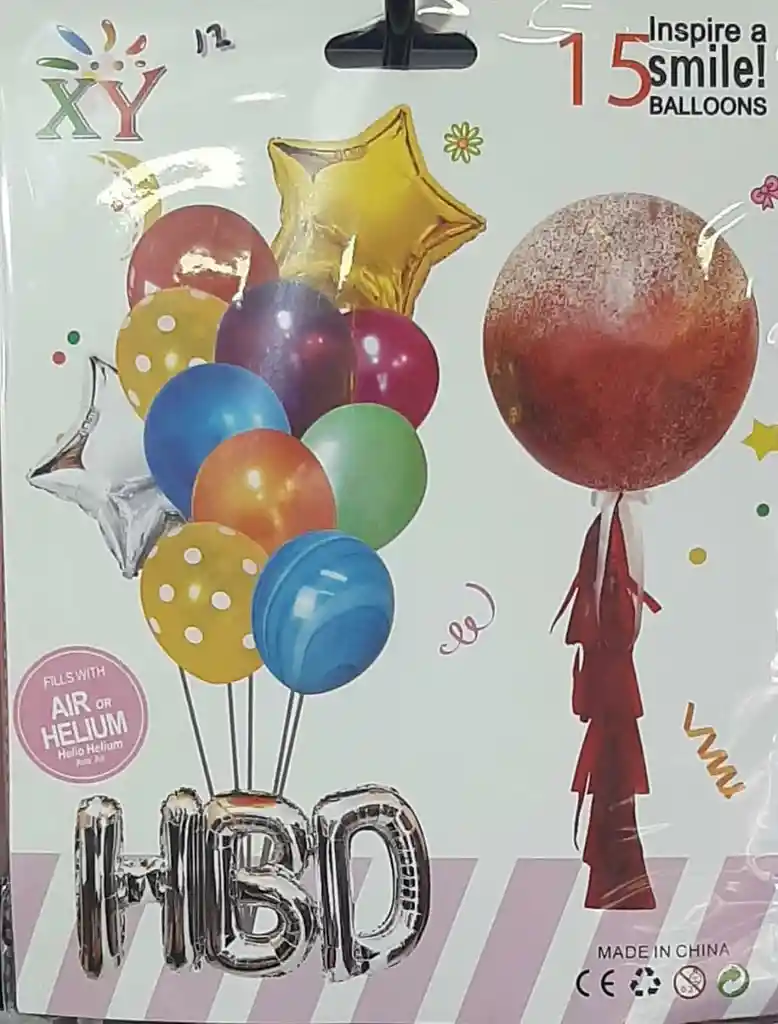 Globos De Fiesta Cumpleaños + Hbd Plata