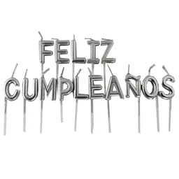 Velas Feliz Cumpleaños Plata