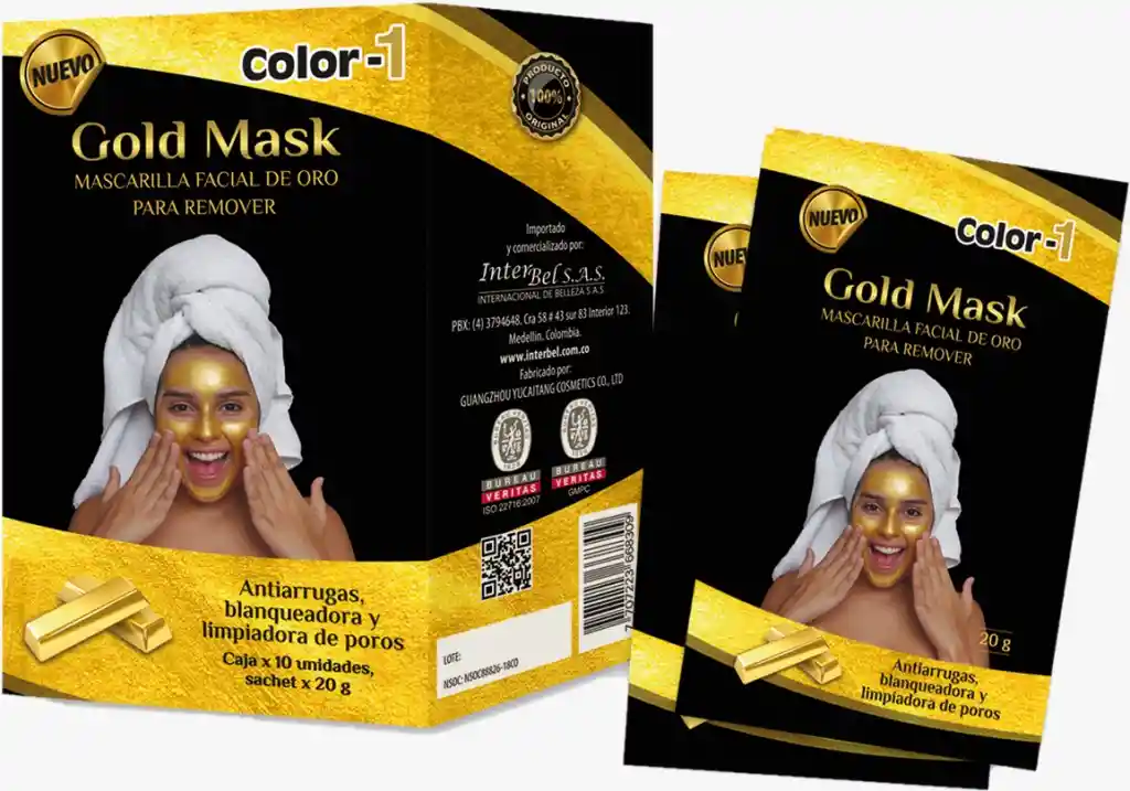 Mascarilla Facial de Oro – Caja sachet x 10
