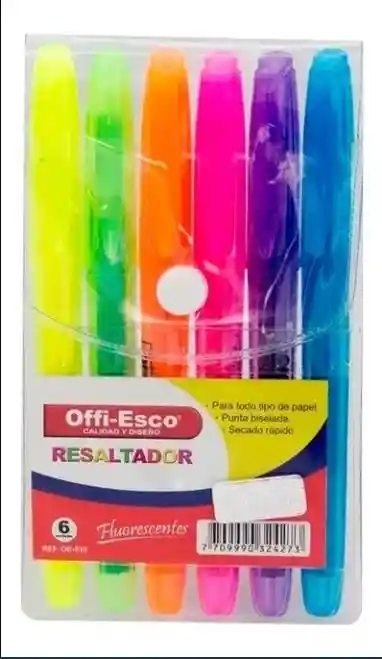 Estuche de RESALTADORES , Offi-Esco X6 Unds