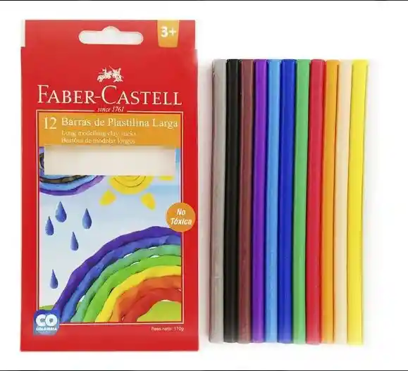 Faber Castell Plastilina Larga - X12 Barras De Plastilina