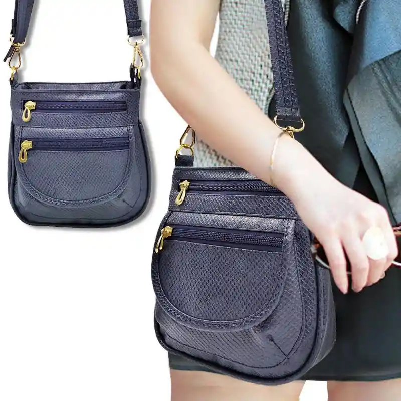 BOLSO VERSI URBAEZ DISEÑO TIPO CARTERA AZUL NOCHE CORRUGADO FEMENINO MODA