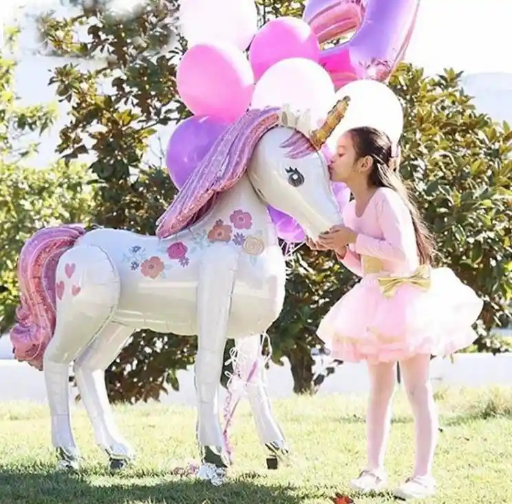 Globo Unicornio Metalizado Armable 120x130 Cm Gigante