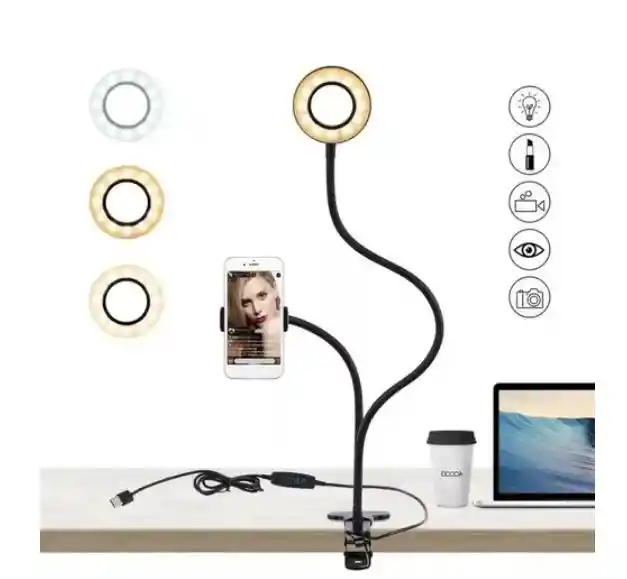 Aro De Luz Con Soporte 9cm Para Cejas, Pestañas, Maquillaje, Limpiezas Faciales, Selfie, Tiktok, Celular