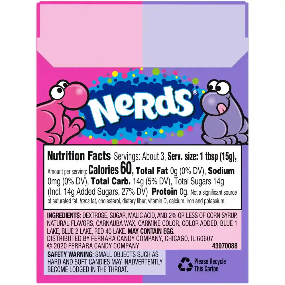 Nerds Dulceswonka Grajeas Uva Fresa 46.7G (1.65 Oz) Grape & Strawberry Candy