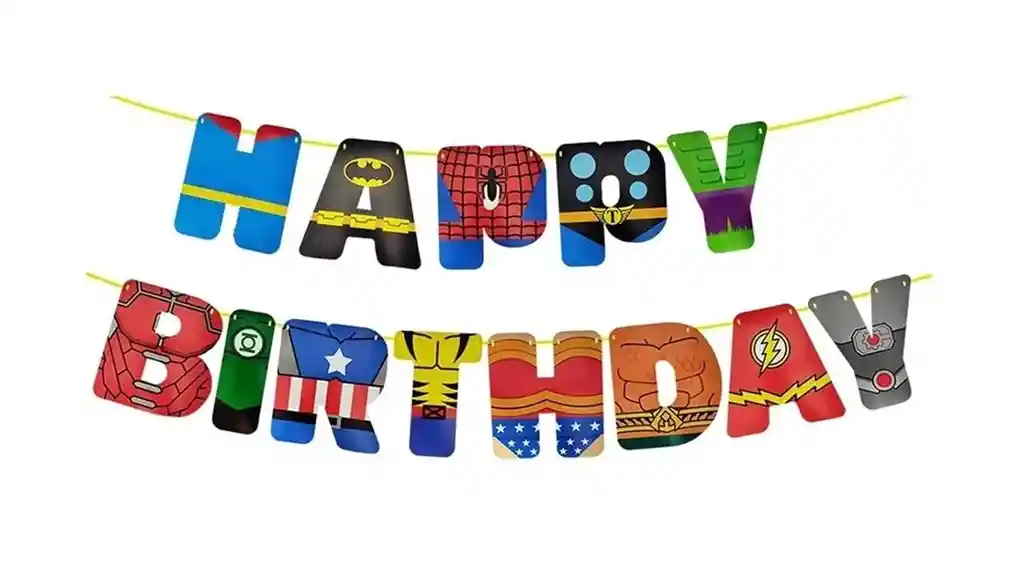 Guirnalda - Happy Birth Day - Super Herores - cumpleaños-