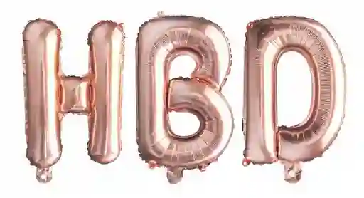 Globo Hbd En Color Oro Rosa Cumpleaños Globos Grande 80 Cm