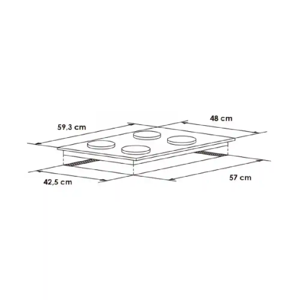 Abba Cubierta 4 Puestos Porcelanizado Negro – Cg 4Psn Ee N