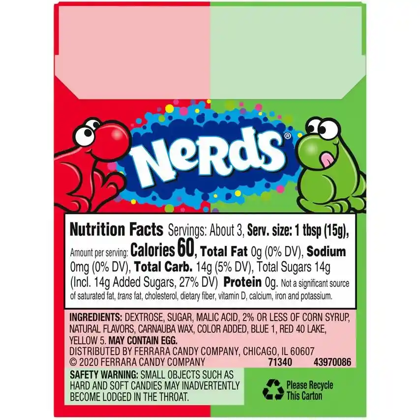 Nerds Dulceswonka Grajeas Sandia Cereza 46.7G (1.65 Oz) Watermelon And Cherry Candy