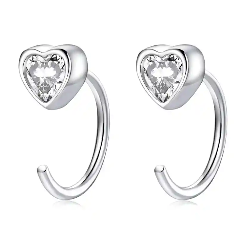 Aretes Corazón Para Mujer Con Zircones En Plata 925