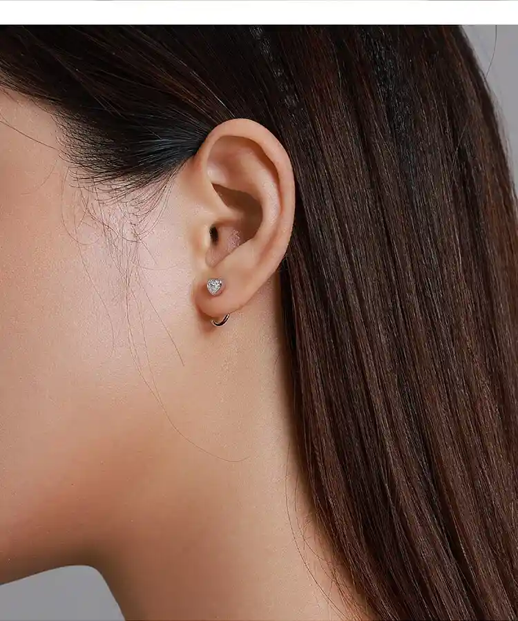 Aretes Corazón Para Mujer Con Zircones En Plata 925