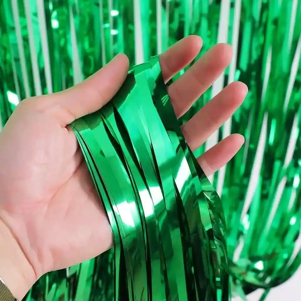 Cortina Metalizada para fiesta - celebración cumpleaños Verde