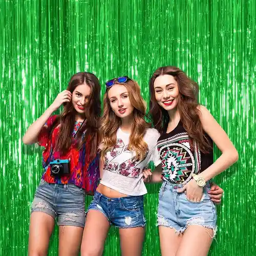 Cortina Metalizada para fiesta - celebración cumpleaños Verde