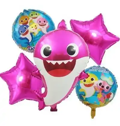 Globos Baby Shark - 5 Globos Metalizados