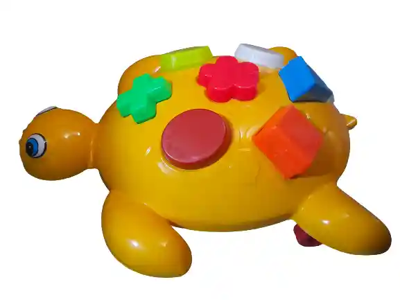 Tortuga Didáctica Para Encajar Fichas En Color Amarillo.