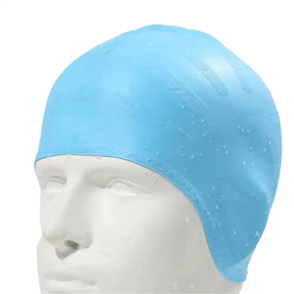 Gorro Natación Silicona Para Adulto Con Orejera - Azul Claro