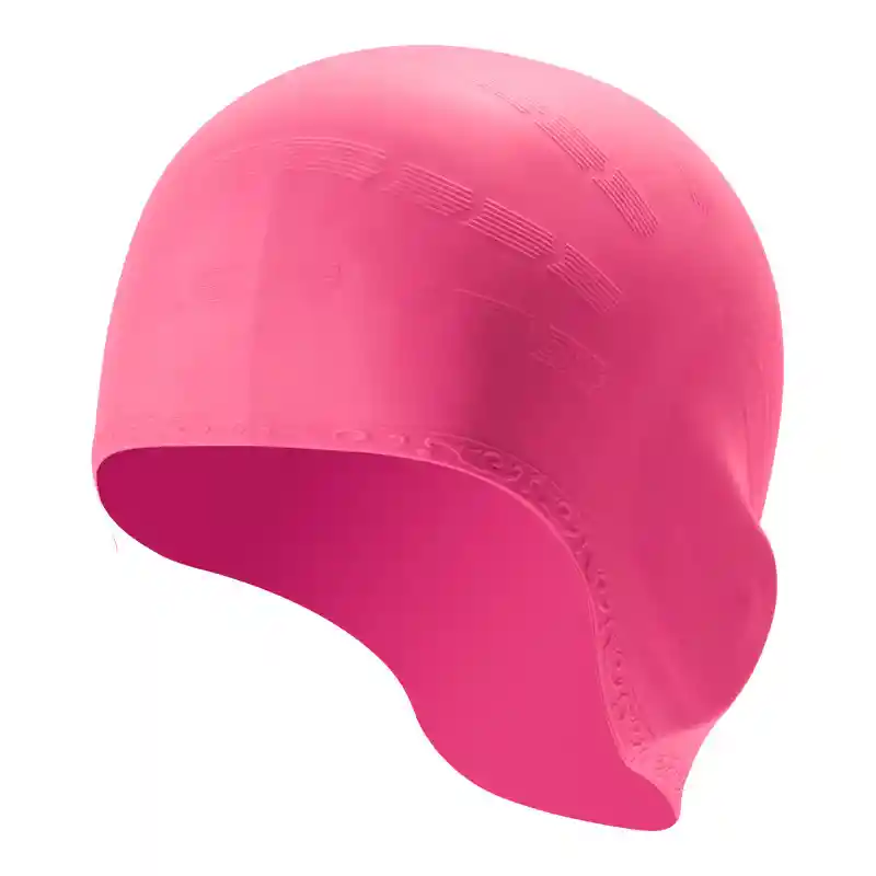 Gorro Natación Silicona Para Adulto Con Orejera - Rosado