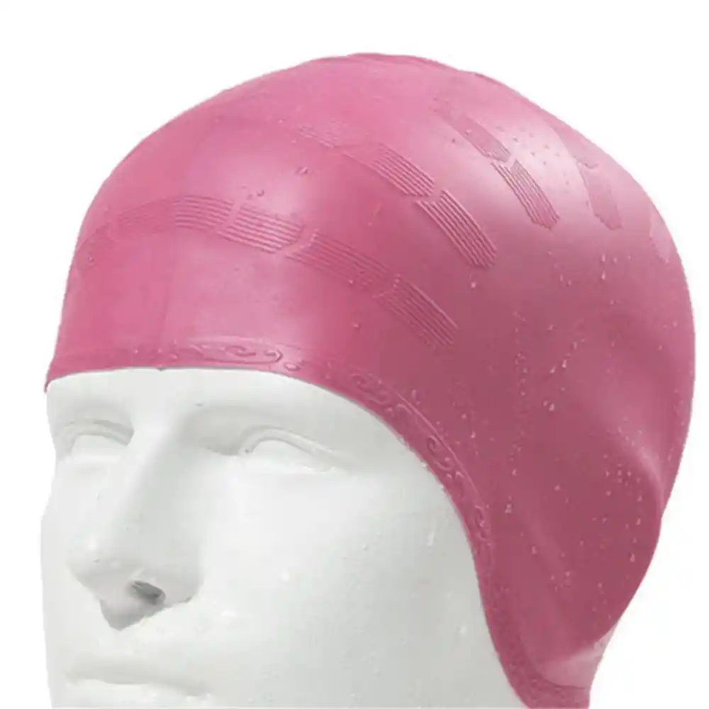 Gorro Natación Silicona Para Adulto Con Orejera - Rosado