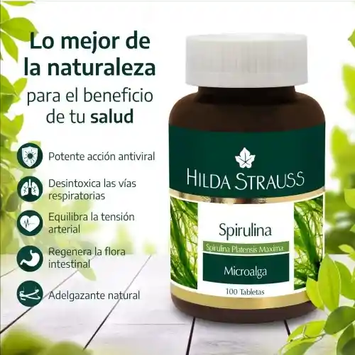 Spirulina Hilda Strauss 550gr frasco x 100 pastillas