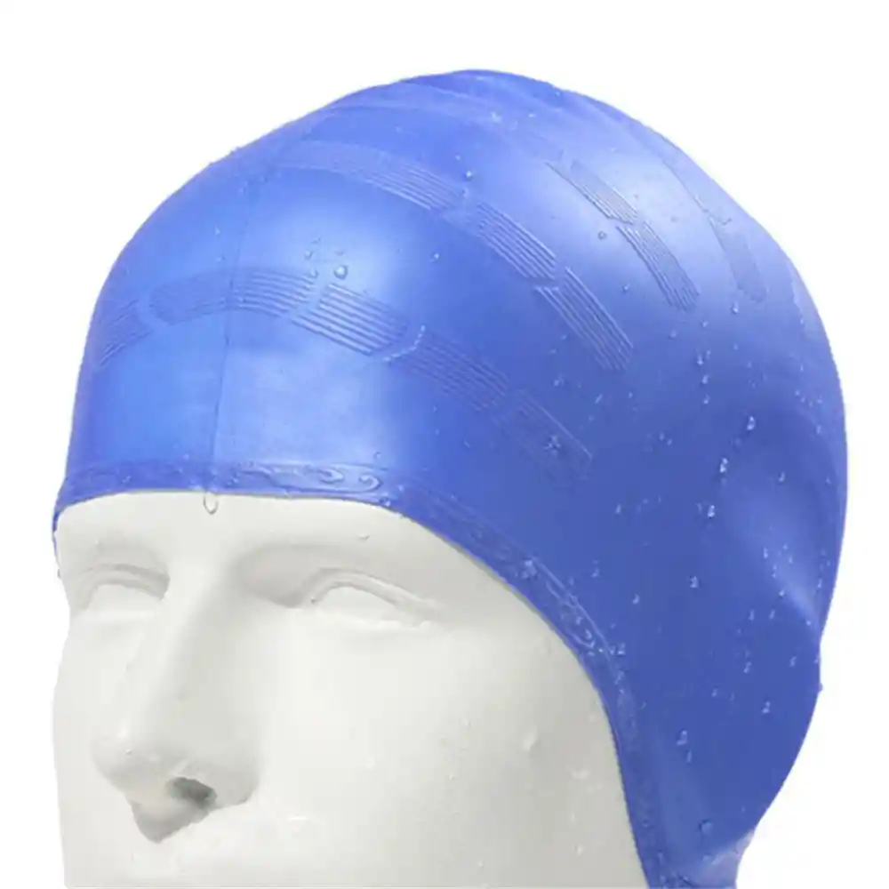 Gorro Natación Silicona Para Adulto Con Orejera - Azul Medio