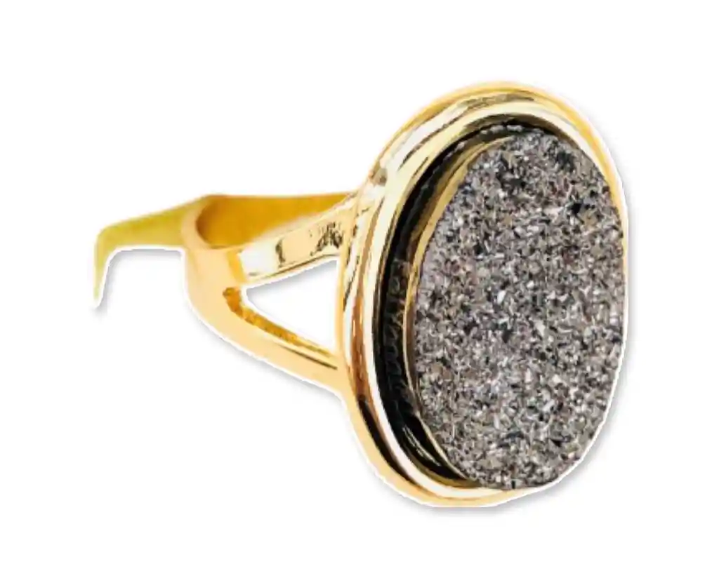 Anillo Ovalo PIEDRA VOLCÁNICA Gris GOLDFILLED 1420