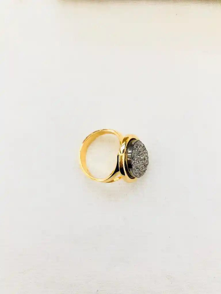 Anillo Ovalo PIEDRA VOLCÁNICA Gris GOLDFILLED 1420