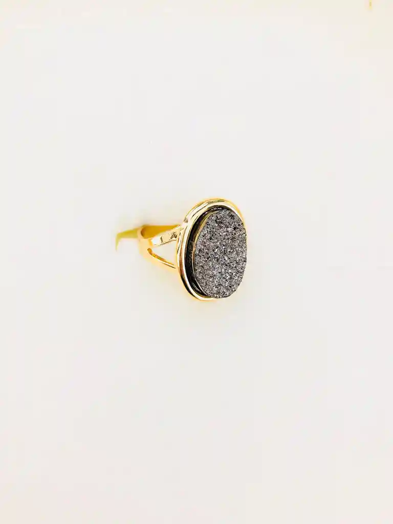 Anillo Ovalo PIEDRA VOLCÁNICA Gris GOLDFILLED 1420