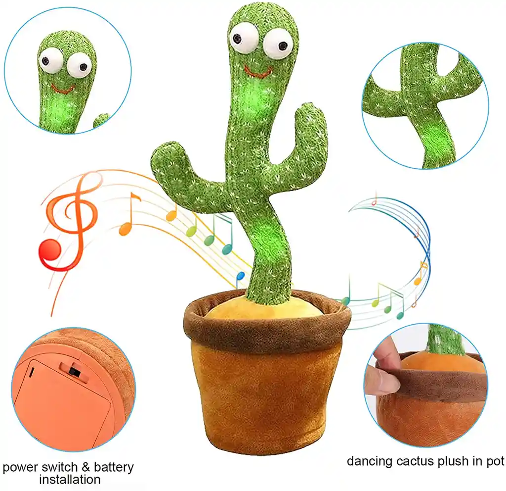 Lindo Cactus Bailarín Con Canto De Felpa Adecuado Para Niños 100+ canciones 