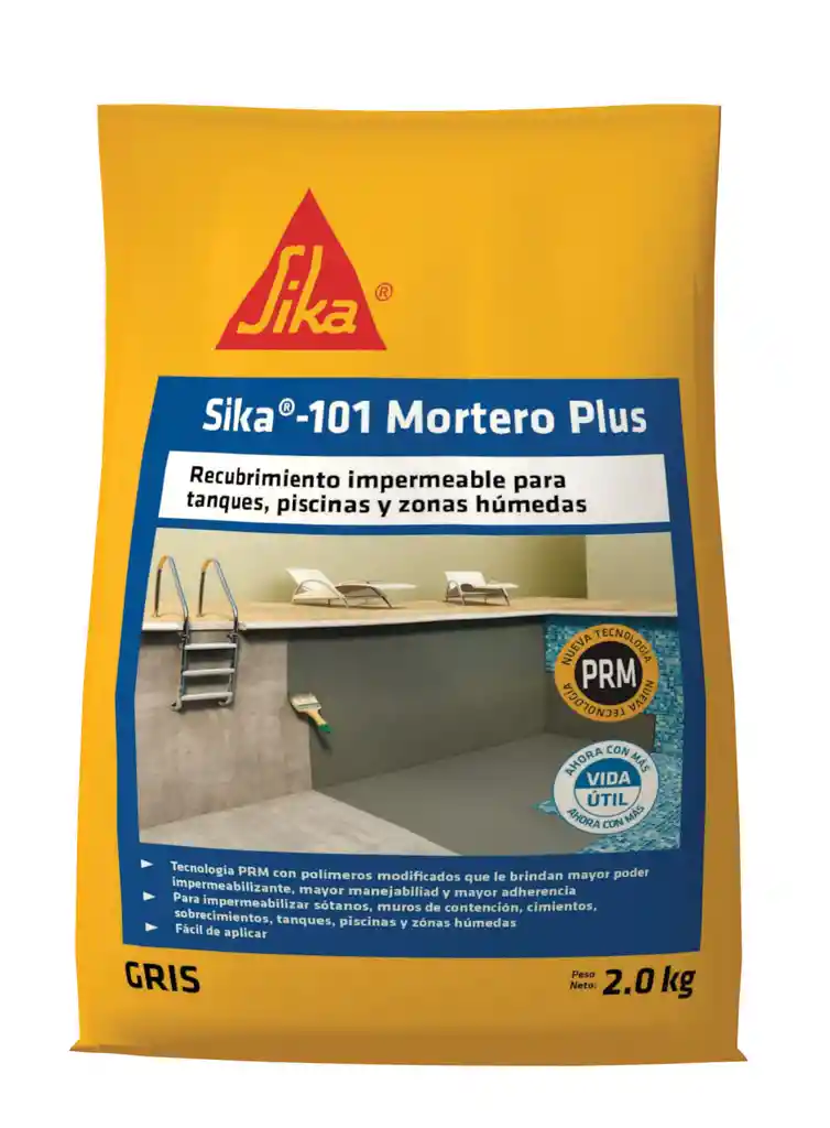 Sika-101 Mortero Plus Recubrimiento impermeable Blanco 2kg