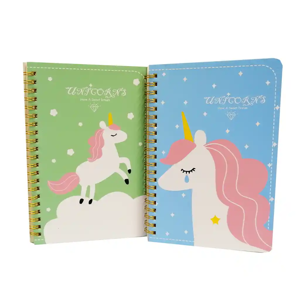 Libreta De Apuntes Argollada Rayada Con Motivos Unicornios.