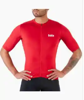 Jersey Rojo Camiseta de Ciclismo manga corta Hombre