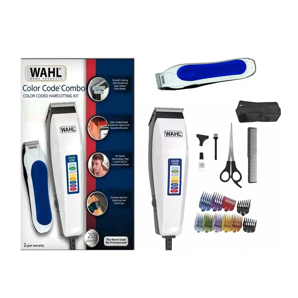 Wahl Maquina Peluquera Color Code Combo Patillera Kit 20 Piezas.