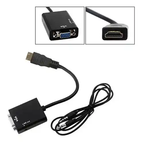 Convertidor Hdmi A Vga + Cable De Audio 3.5