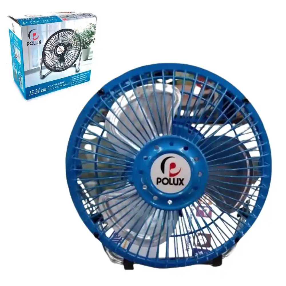 Ventilador Mesa 6” Metálico Alta Velocidad Aire Azul Polux Ph-2009 (5340)