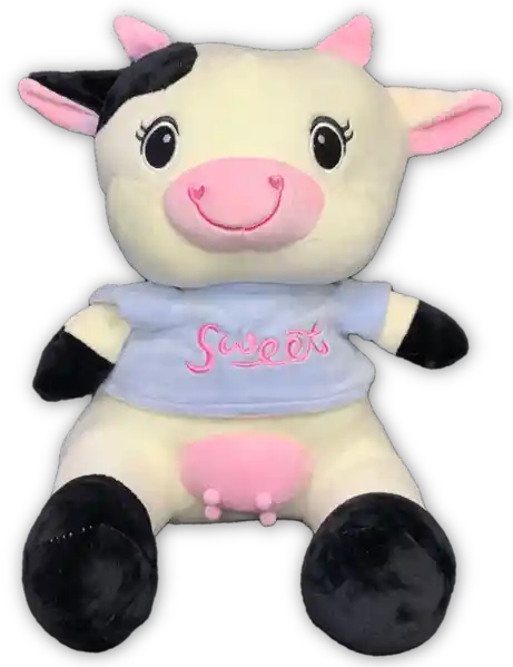 Peluche vaca con camiseta azul 40CM