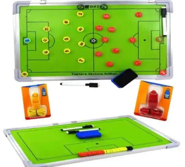 Kit Pizarra Tabla Tactica Para Futbol Magnetica + Silbato Fox 40