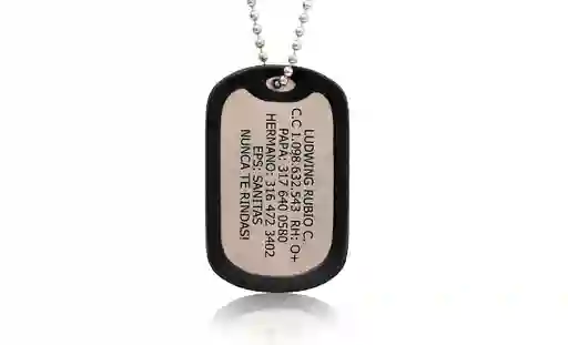 Cadena Militar En Acero Inoxidable Con Placa Militar Y Marcada