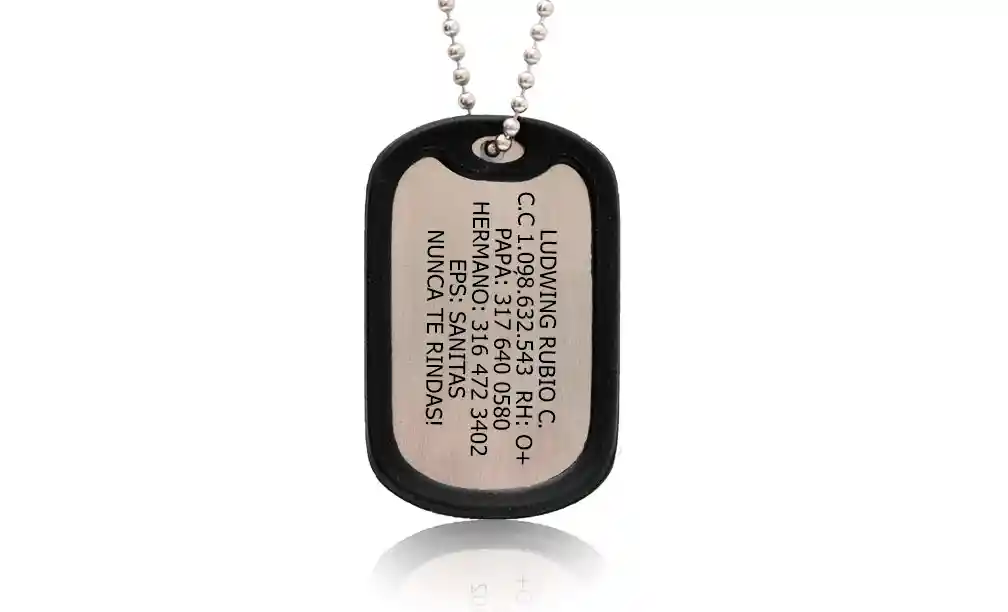 Cadena Militar En Acero Inoxidable Con Placa Militar Y Marcada