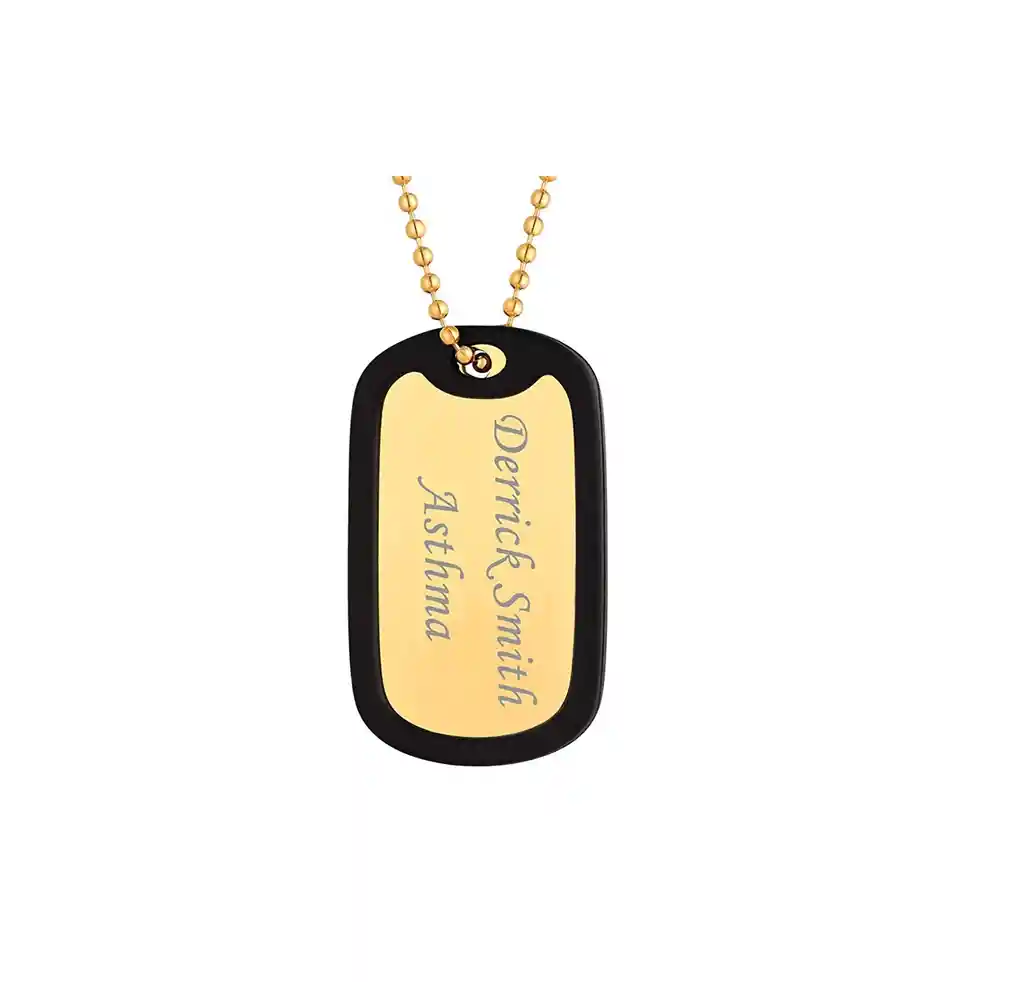 Cadena Militar En Acero Inoxidable Con Placa Militar Y Marcada