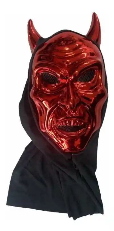 Mascara Diablo Cuernos Disfraz Demonio Cachos Halloweeen 1a