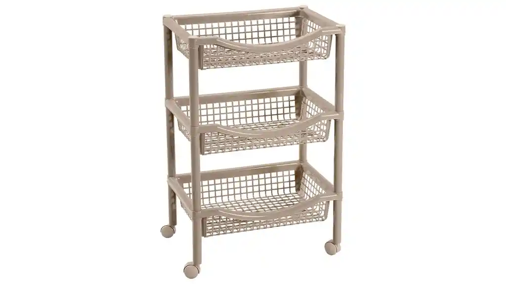 Canasta Móvil Rectangular de 3 Niveles Taupe