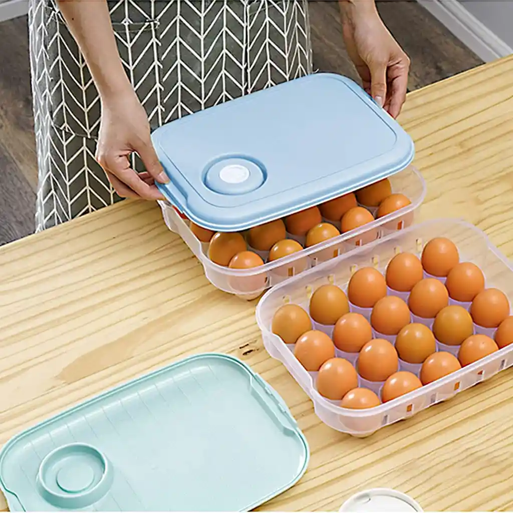 Organizador Canasta Para Huevos X20 Con Tapa para Nevera y Alacena